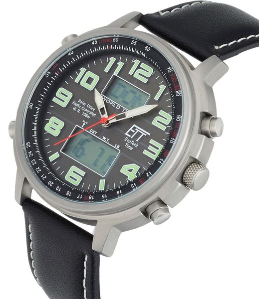 Eco Tech Time Solar Drive Funk ETT Hunter II EGS-11301-22L Radioklok voor heren Eco Tech Time Solar Drive Funk ETT Hunter II EGS-11301-22L Radioklok voor heren