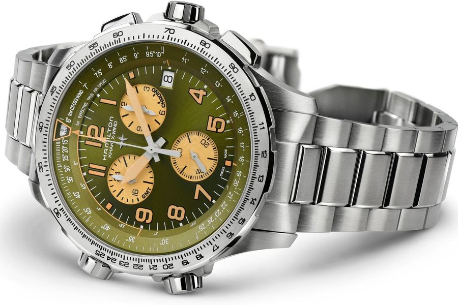 Hamilton Khaki X-Wind GMT Chrono Quartz H77932160 Herenchronograaf Hamilton Khaki X-Wind GMT Chrono Quartz H77932160 Herenchronograaf