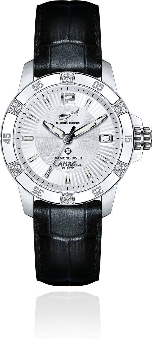 Chris Benz CHRIS BENZ STARS & DIAMONDS DIAMOND DIVER CB-DD200-SI-LBS Damenarmbanduhr