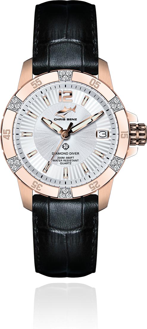 Chris Benz CHRIS BENZ STARS & DIAMONDS DIAMOND DIVER CB-DD200-SIR-LBS Damenarmbanduhr