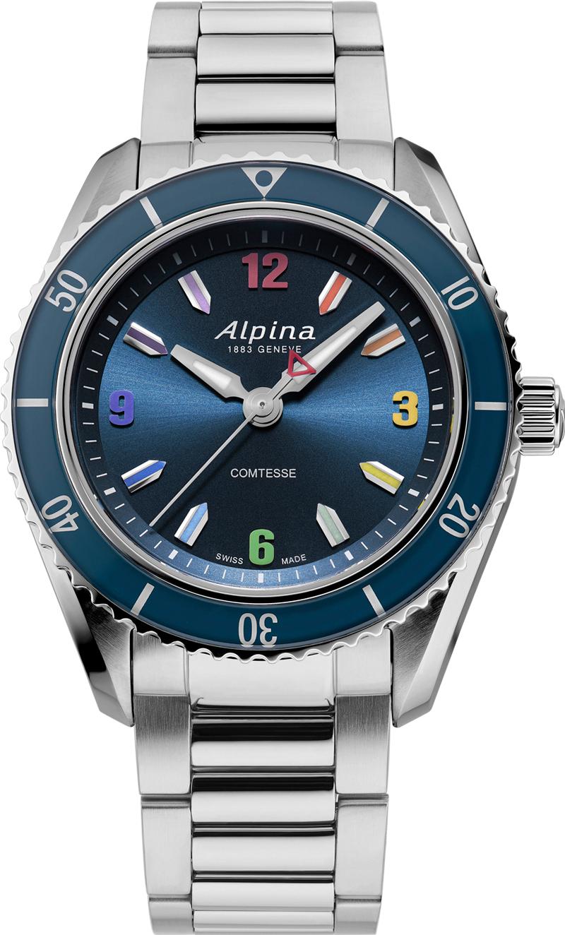 Alpina Geneve COMTESSE SPORT QUARTZ RAINBOW AL-235NRB3C6B Damenarmbanduhr Streng Limitierte Auflage