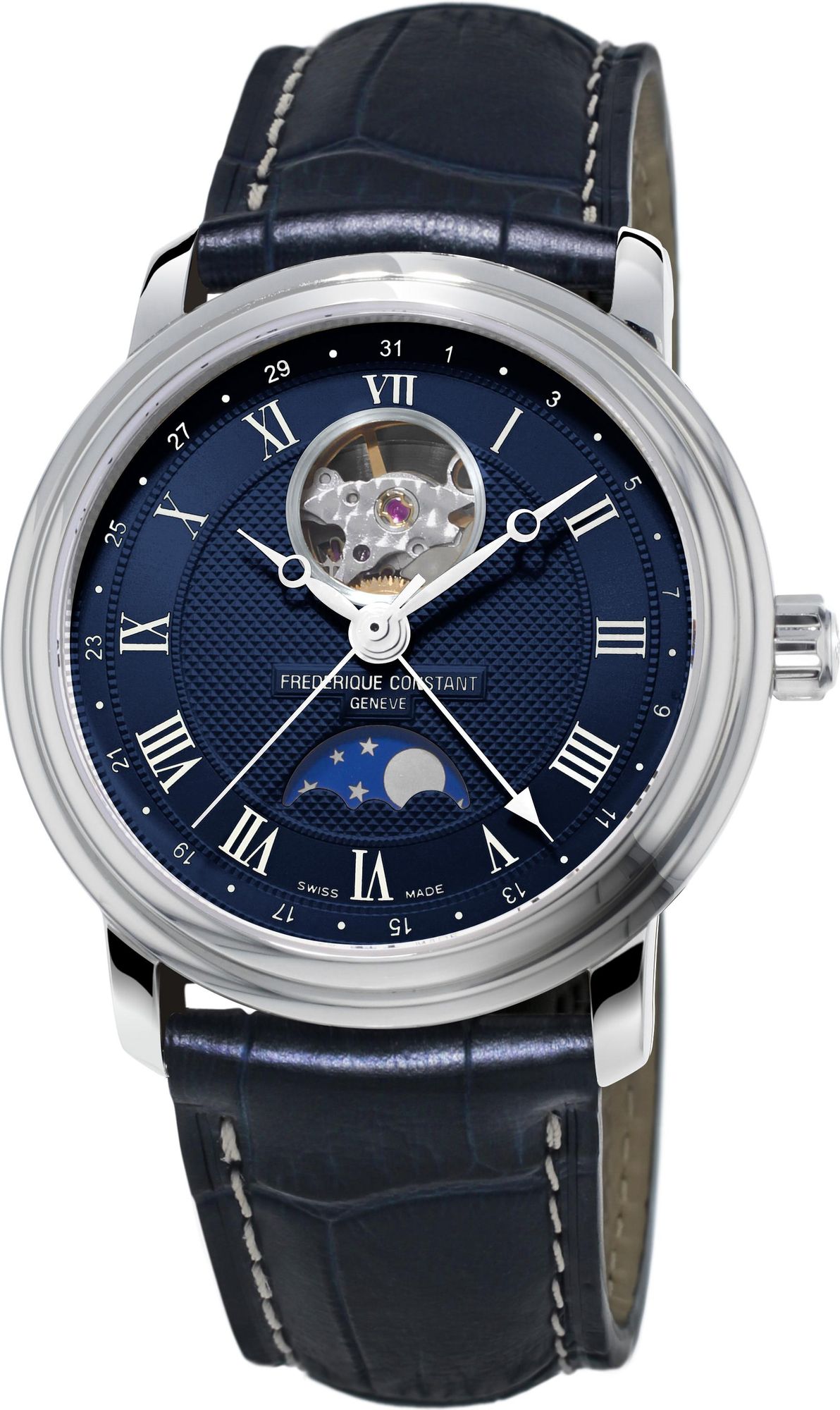 Frederique Constant Geneve Classics Heartbeat Moonphase Date FC-335MCNW4P26 Herren Automatikuhr Mondphase