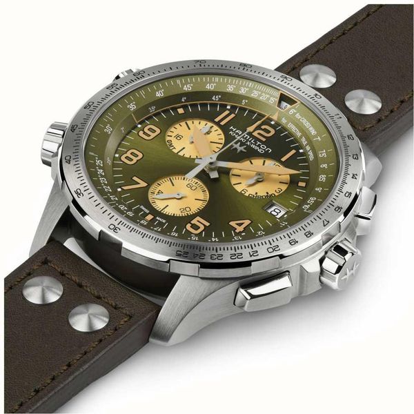 Hamilton Khaki X-Wind GMT Chrono Quartz H77932560 Herenchronograaf Hamilton Khaki X-Wind GMT Chrono Quartz H77932560 Herenchronograaf