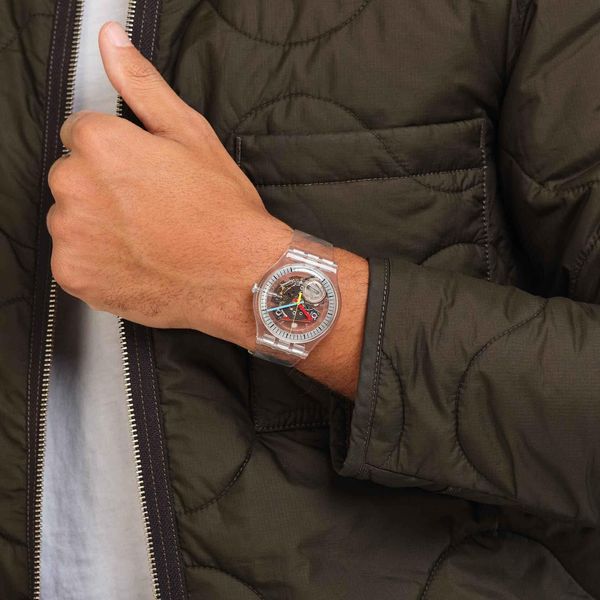 Swatch Clearly New Gent SO29K100-S06 Montre-Bracelet pour hommes Bracelet transparente Swatch Clearly New Gent SO29K100-S06 Montre-Bracelet pour hommes Bracelet transparente