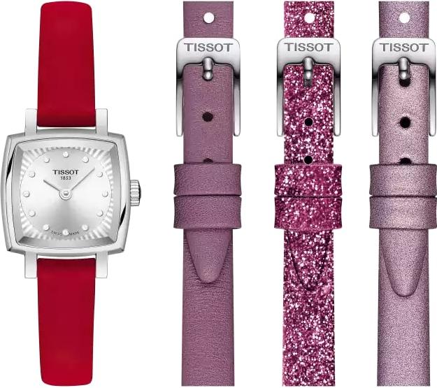 Tissot T-Lady LOVELY SQUARE "Valentines" T058.109.16.036.00 Montre Bracelet pour femmes Avec bracelet complémentaire