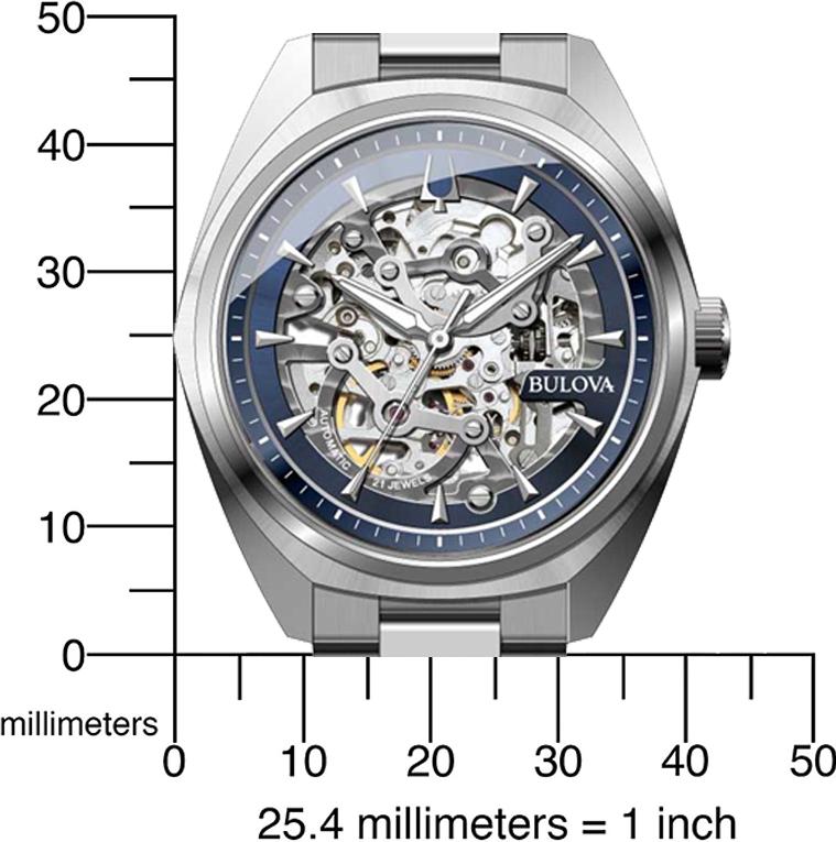 Bulova Orologio Automatico Uomo 96A204 – Collezione Futuro, Cinturino In Acciaio, Quadrante Blu Aperto, Vetro Minerale