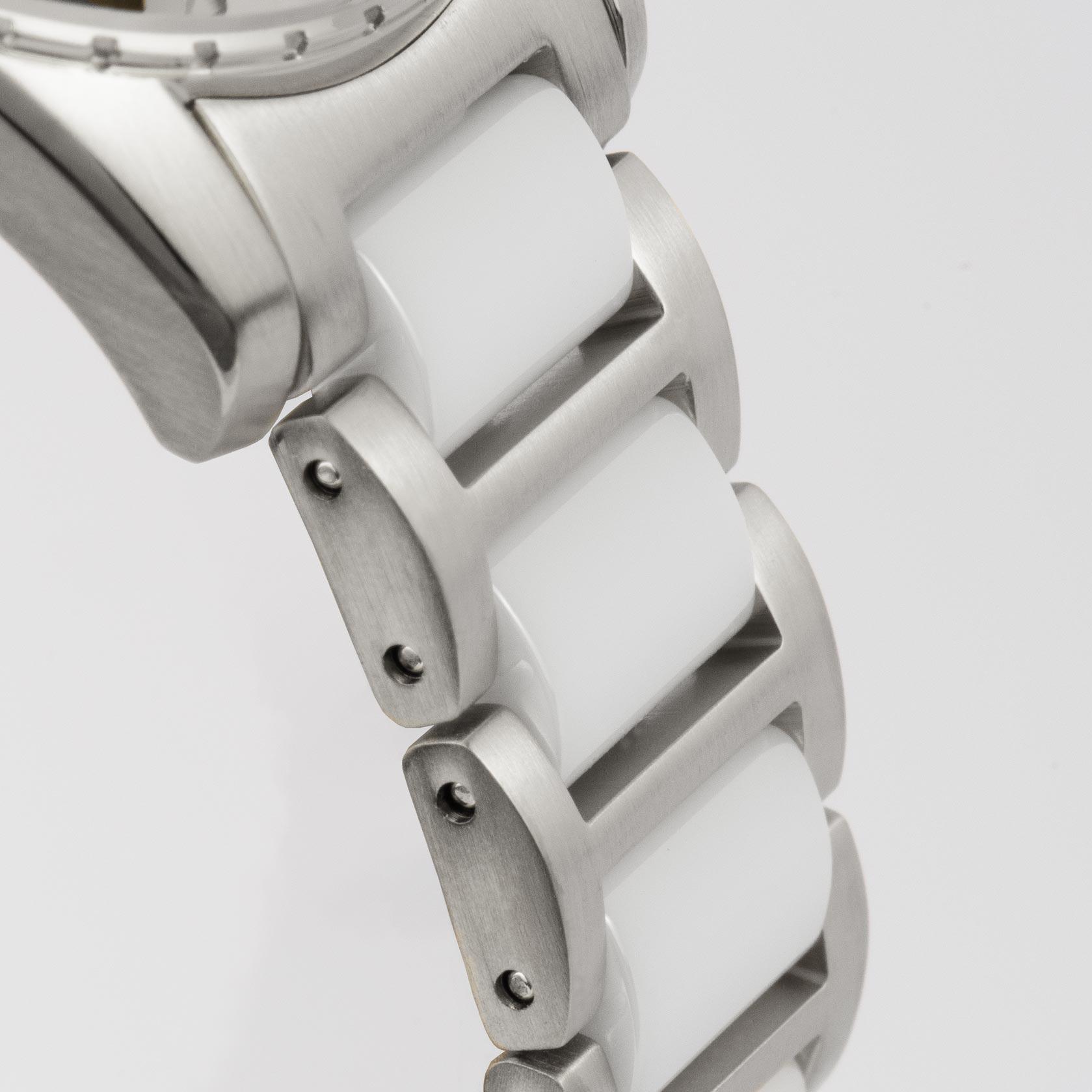 JACQUES LEMANS Orologio Donna In Ceramica Bianca E Acciaio, Quarzo Con Data, 34mm, 10 ATM