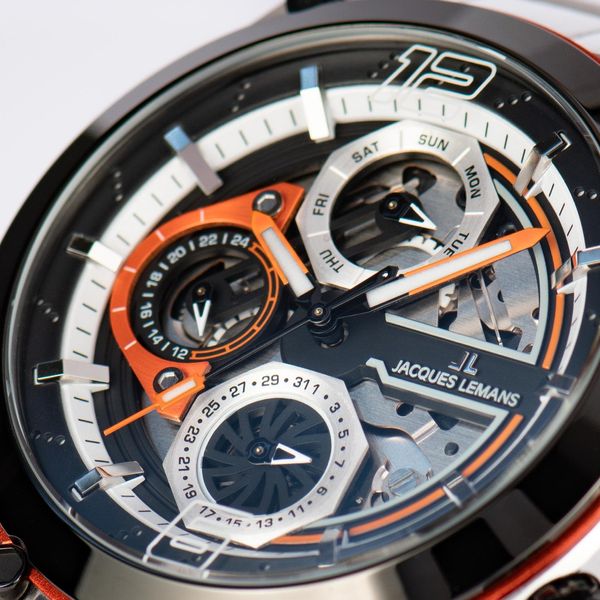 Jacques Lemans Manchester 1-2150E Herrenchronograph Skelettiertes Ziffernblatt Jacques Lemans Manchester 1-2150E Herrenchronograph Skelettiertes Ziffernblatt