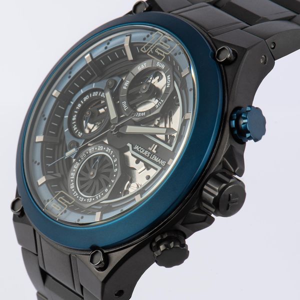Jacques Lemans Manchester 1-2150G Herrenchronograph Skelettiertes Ziffernblatt Jacques Lemans Manchester 1-2150G Herrenchronograph Skelettiertes Ziffernblatt