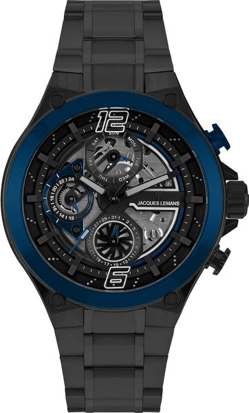 Jacques Lemans Manchester 1-2150G Herrenchronograph Skelettiertes Ziffernblatt Jacques Lemans Manchester 1-2150G Herrenchronograph Skelettiertes Ziffernblatt