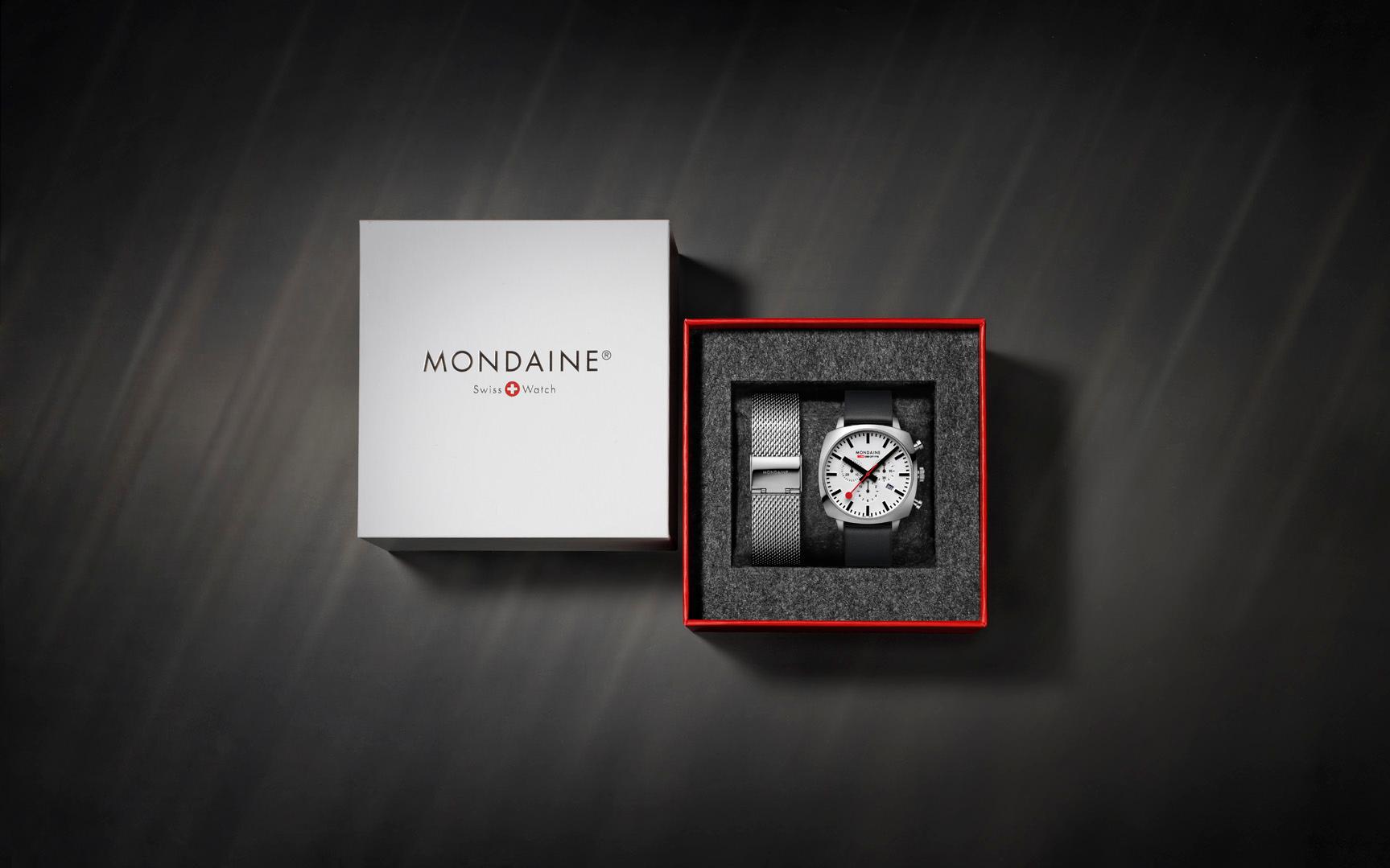 Mondaine Cushion MSL.41410.LBV.SET Herrenchronograph Mit Wechselband