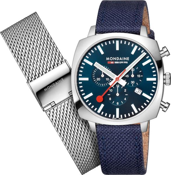 Mondaine Cushion MSL.41440.LD.SET Herrenchronograph Mit Wechselband