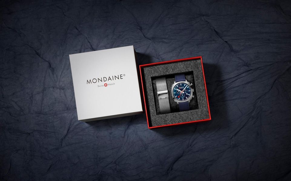 Mondaine Cushion MSL.41440.LD.SET Herrenchronograph Mit Wechselband