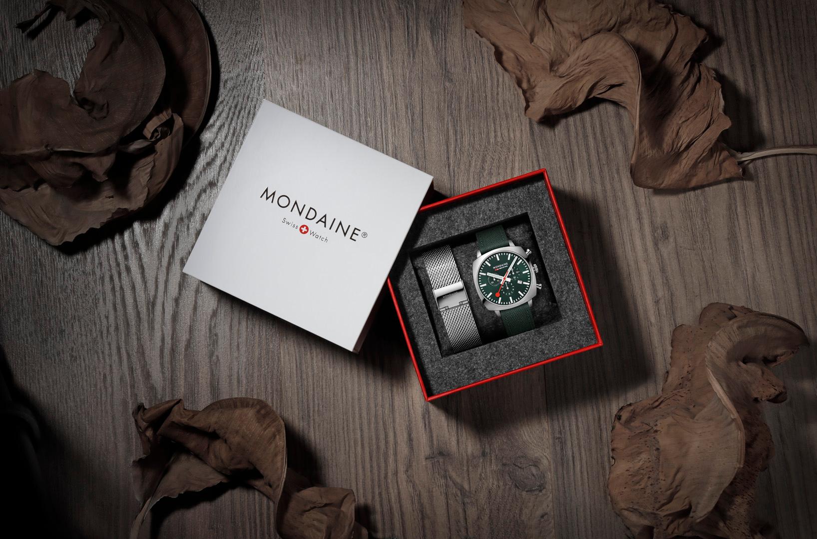 Mondaine Cushion MSL.41460.LF.SET Herrenchronograph Mit Wechselband