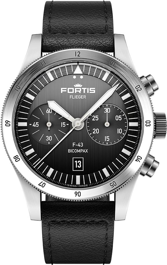 Fortis FLIEGER F-43 Bicompax Black F4240007 Automatische herenchronograaf