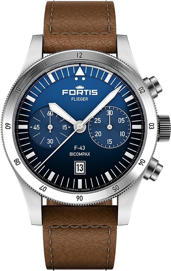 Fortis FLIEGER F-43 Bicompax Liberty Blue F4240013 Automatic Mens Chronograph