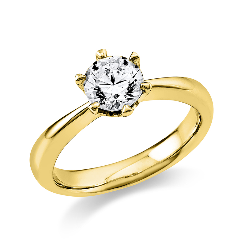 Pure! Diamonds Jewelry - Anello solitarioio 6er madder 14 kt, GIA2397198820