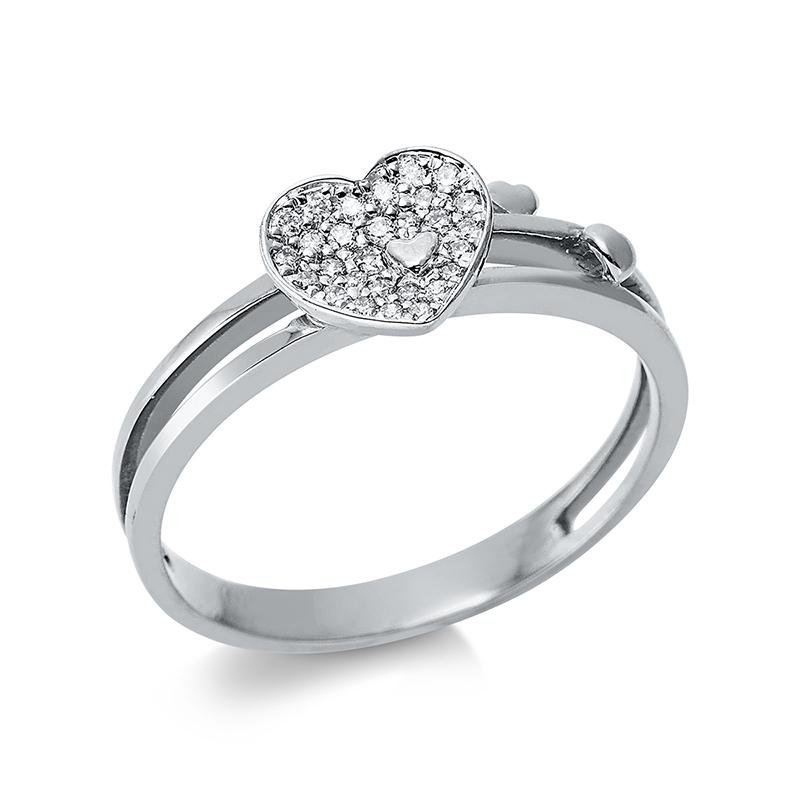 Pure! Diamonds Jewelry - Anello con pave 18 kt cuore