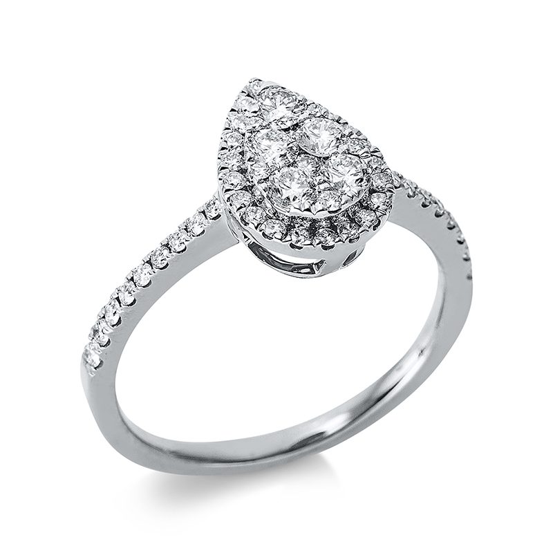 Pure! Diamonds Jewelry - Anillo solitario 18 kt Gotas