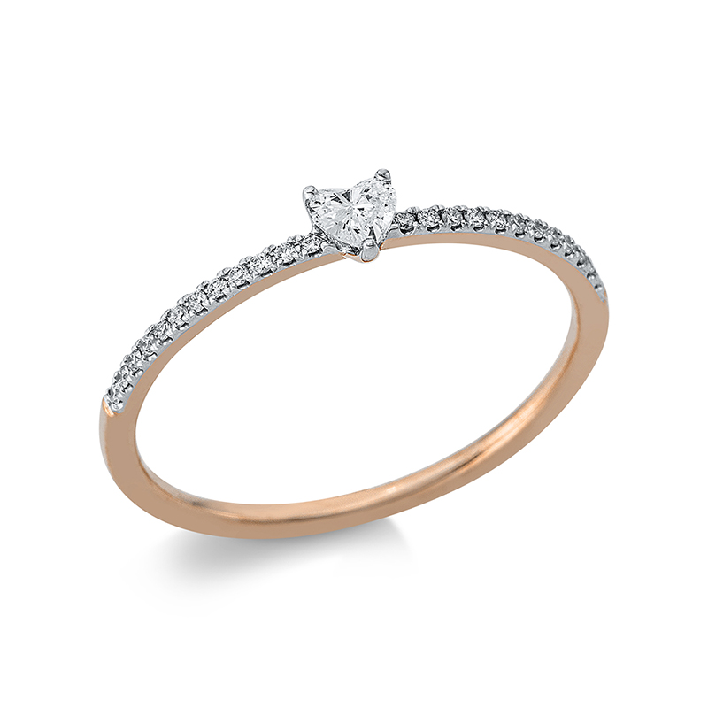 Pure! Diamonds Jewelry - Solitairering 3er-Krappe 18 kt  "Herz"