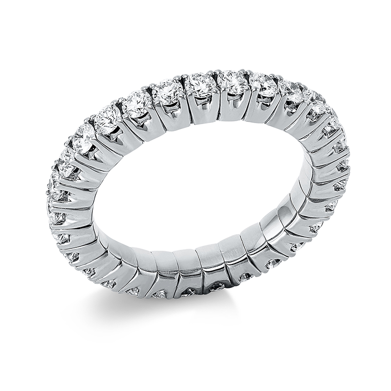 Pure! Diamonds Jewelry-Memoirering 4er-Krappen 18 KT, flex band, variable, rhodinier