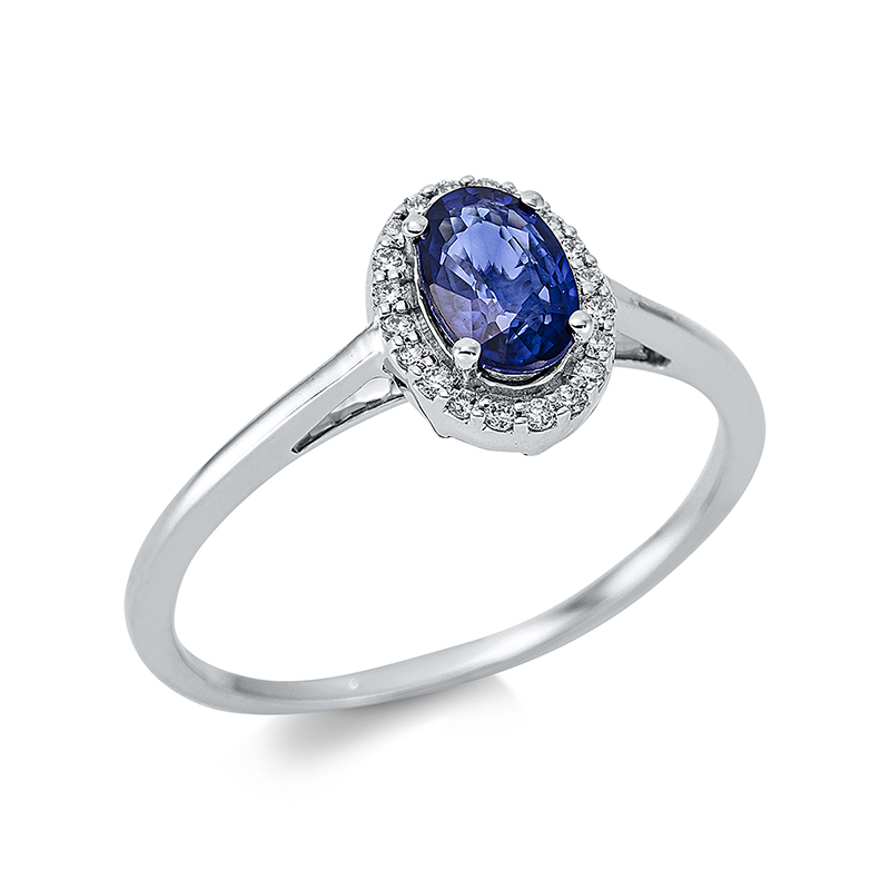 Pure! Diamonds Jewelry - Bague pierre colorée 4 griffes 18 kt