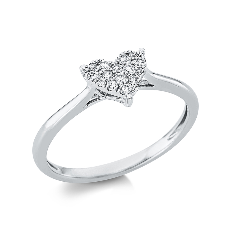 Pure! Diamonds Jewelry - Anello solitarioio 18 kt cuore