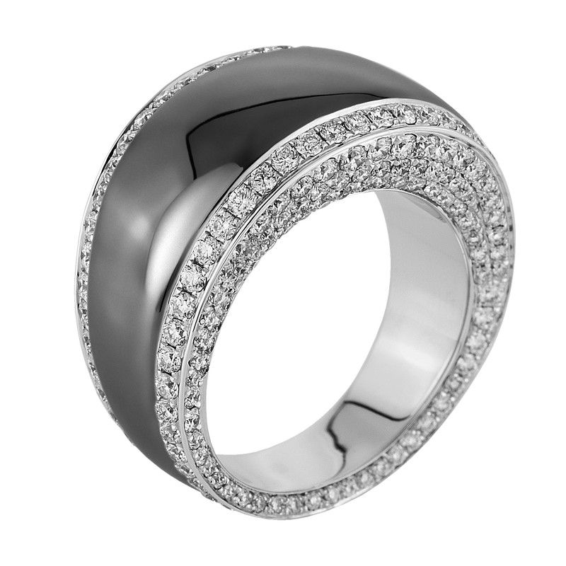 Pure! Diamonds Jewelry - Solitairering 18 KT, black rhodium -plated, polished