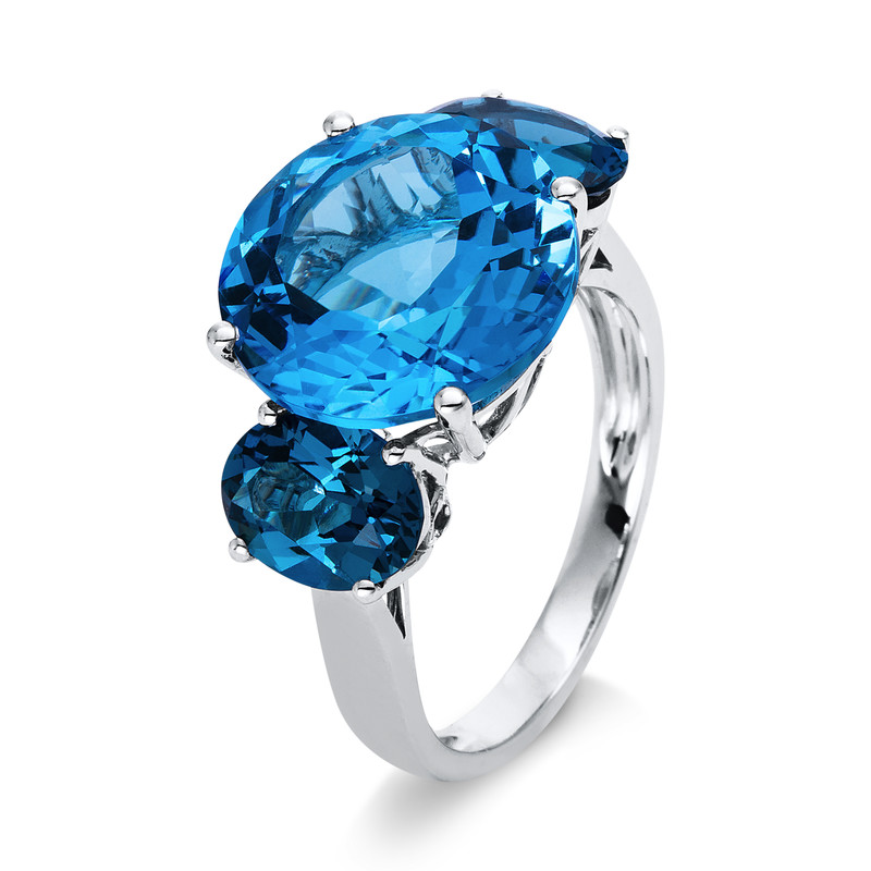 Pure! Diamonds Jewelry - Anello con pietre colorate 4er madder 18 kt