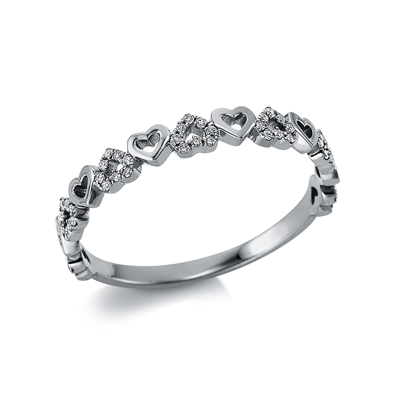 Pure! Diamonds Jewelry - Anillo solitario 18 kt corazónes