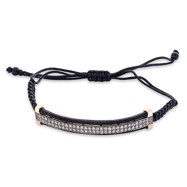 Pure! Diamonds Jewelry - Pulsera 18 kt correa de cordon negro Pure! Diamonds Jewelry - Pulsera 18 kt correa de cordon negro