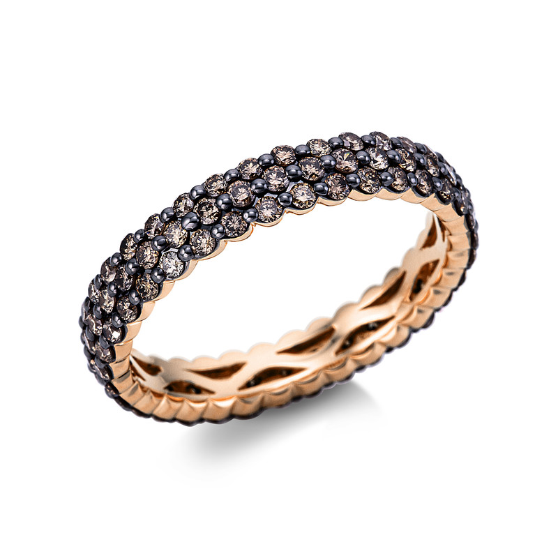 Pure! Diamonds Jewelry - Anillo solitario 18 kt engaste rodiado negro