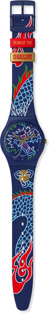 Swatch YEAR OF THE DRAGON: DRAGON IN WAVES SO28Z125 Unisexuhr Design Highlight