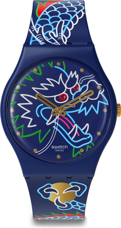 Swatch YEAR OF THE DRAGON: DRAGON IN WAVES SO28Z125 Unisexuhr Design Highlight