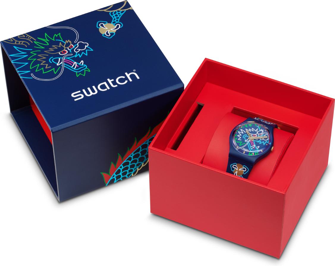 Swatch YEAR OF THE DRAGON: DRAGON IN WAVES SO28Z125 Unisexuhr Design Highlight