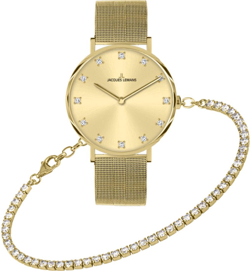 Jacques Lemans Jewellery Set 1-2142B-SET Reloj de Pulsera para mujeres