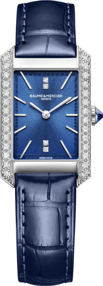 Baume & Mercier HAMPTON RECTANGL S SST LA QZ SET BLUE M0A10709 Montre Bracelet pour femmes