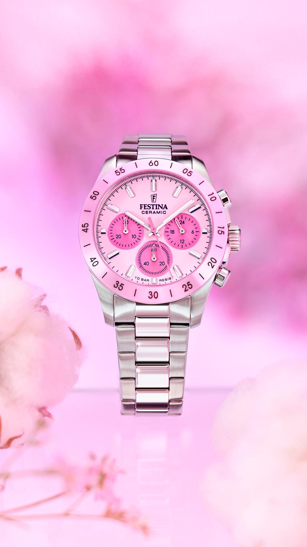 Festina CERAMIC F20693/2 Chronographe pour femmes Lunette céramique