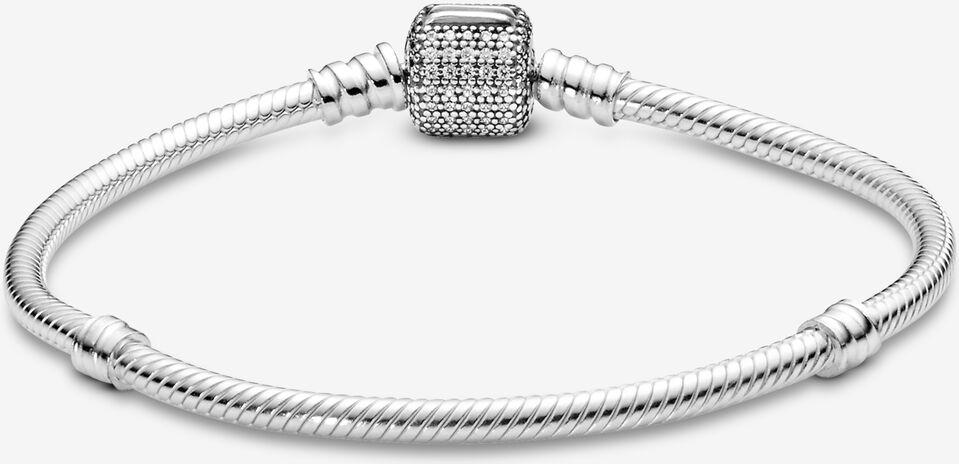 Pandora Moments Schlangen-Gliederarmband mit Funkelndem Pavé-Verschluss 590723CZ-16 Damenarmband Pandora Moments Schlangen-Gliederarmband mit Funkelndem Pavé-Verschluss 590723CZ-16 Damenarmband
