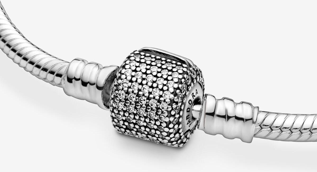 Pandora Moments Schlangen-Gliederarmband mit Funkelndem Pavé-Verschluss 590723CZ-16 Damenarmband Pandora Moments Schlangen-Gliederarmband mit Funkelndem Pavé-Verschluss 590723CZ-16 Damenarmband