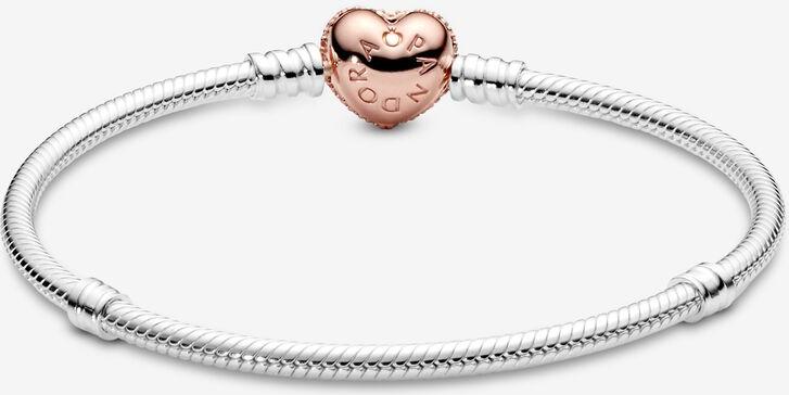 Pandora Moments Pavé-Herz-Verschluss Schlangen-Gliederarmband 586292CZ Womens' bracelet