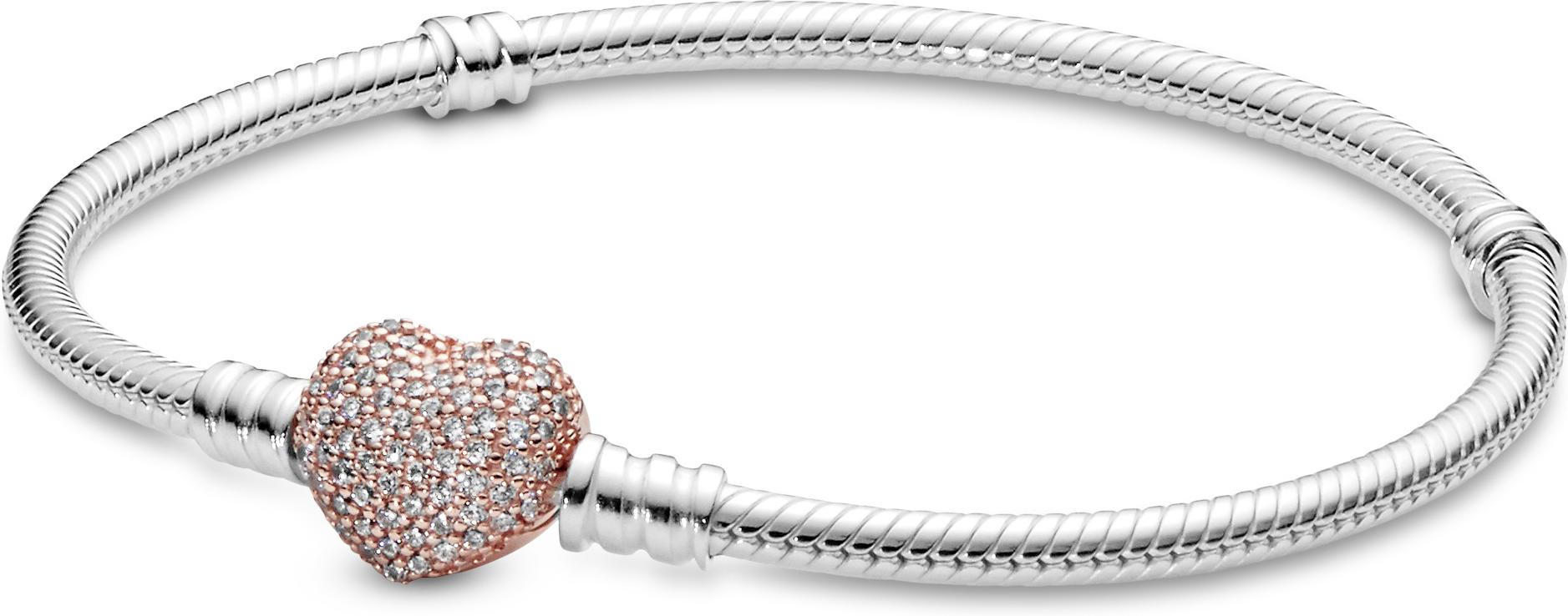 Pandora Moments Pavé-Herz-Verschluss Schlangen-Gliederarmband 586292CZ Womens' bracelet