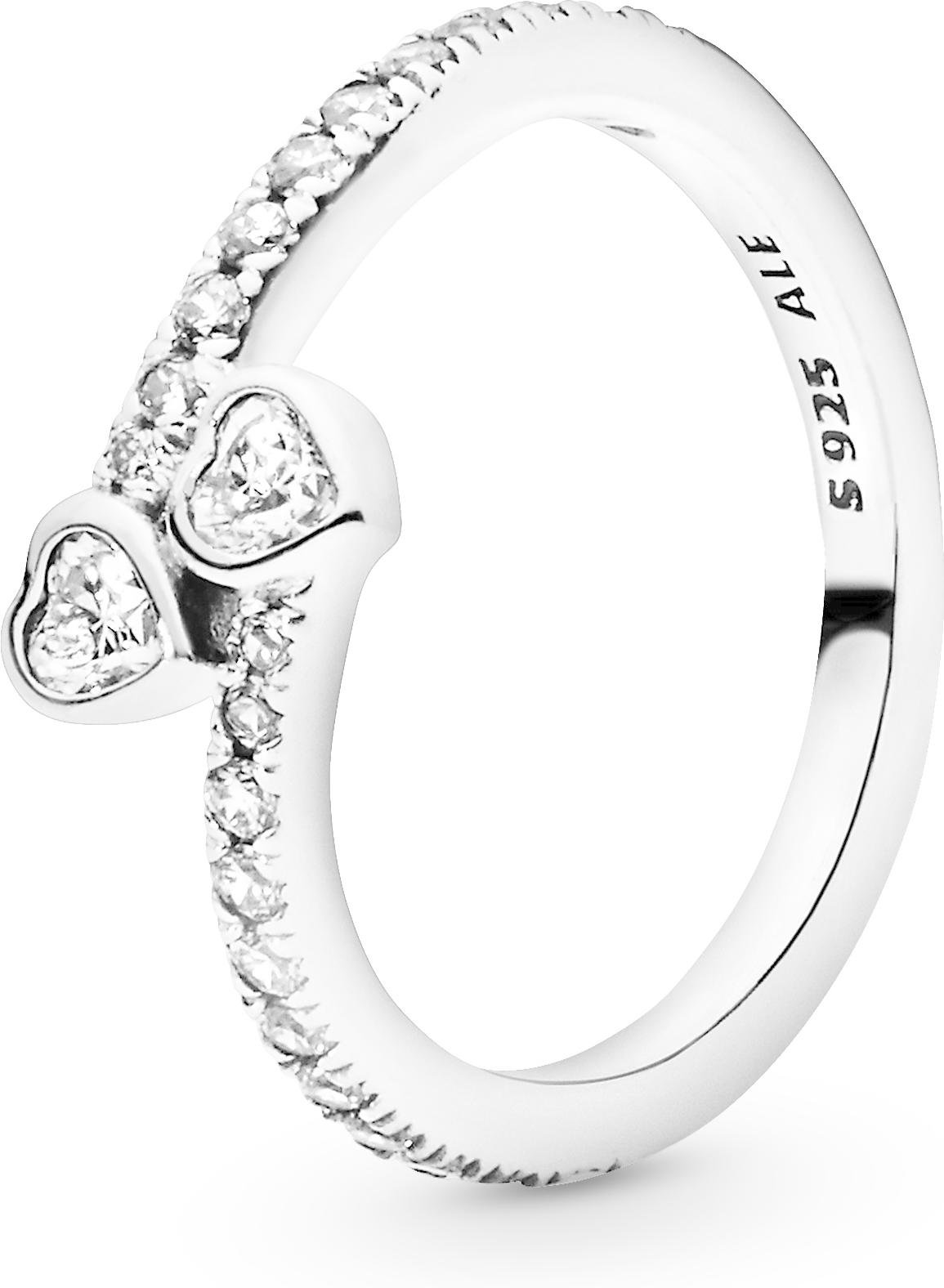 Pandora Two Sparkling Hearts Ring 191023CZ Anillo para mujeres