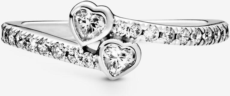 Pandora Two Sparkling Hearts Ring 191023CZ Anillo para mujeres