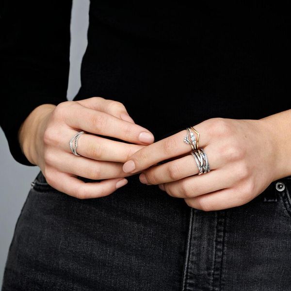 Pandora Sparkling Wishbone Ring 196316CZ Bague pour femmes Pandora Sparkling Wishbone Ring 196316CZ Bague pour femmes