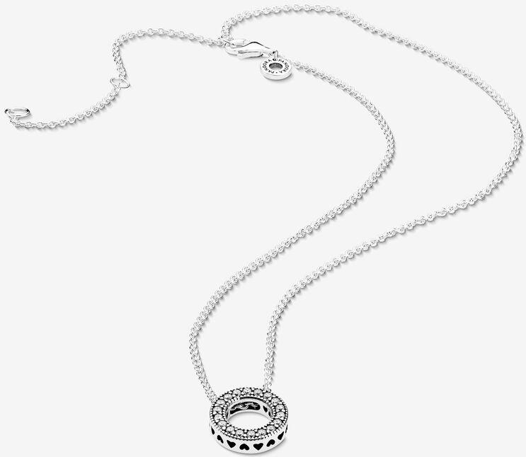 Pandora Pandora Logo Pavé-Kreis Collier 397436CZ-45 Catenina donna