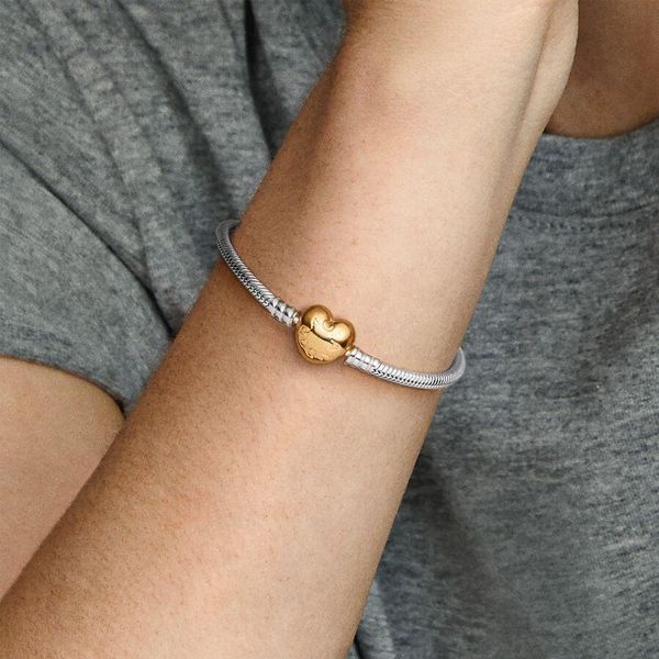 Pandora Moments Schlangen-Gliederarmband mit Herz-Verschluss 568707C00 Braccialetto per donne
