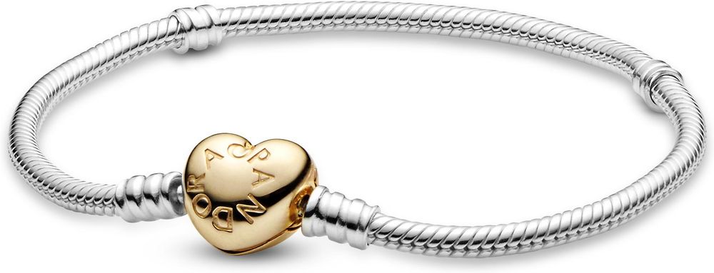 Pandora Moments Schlangen-Gliederarmband mit Herz-Verschluss 568707C00 Braccialetto per donne