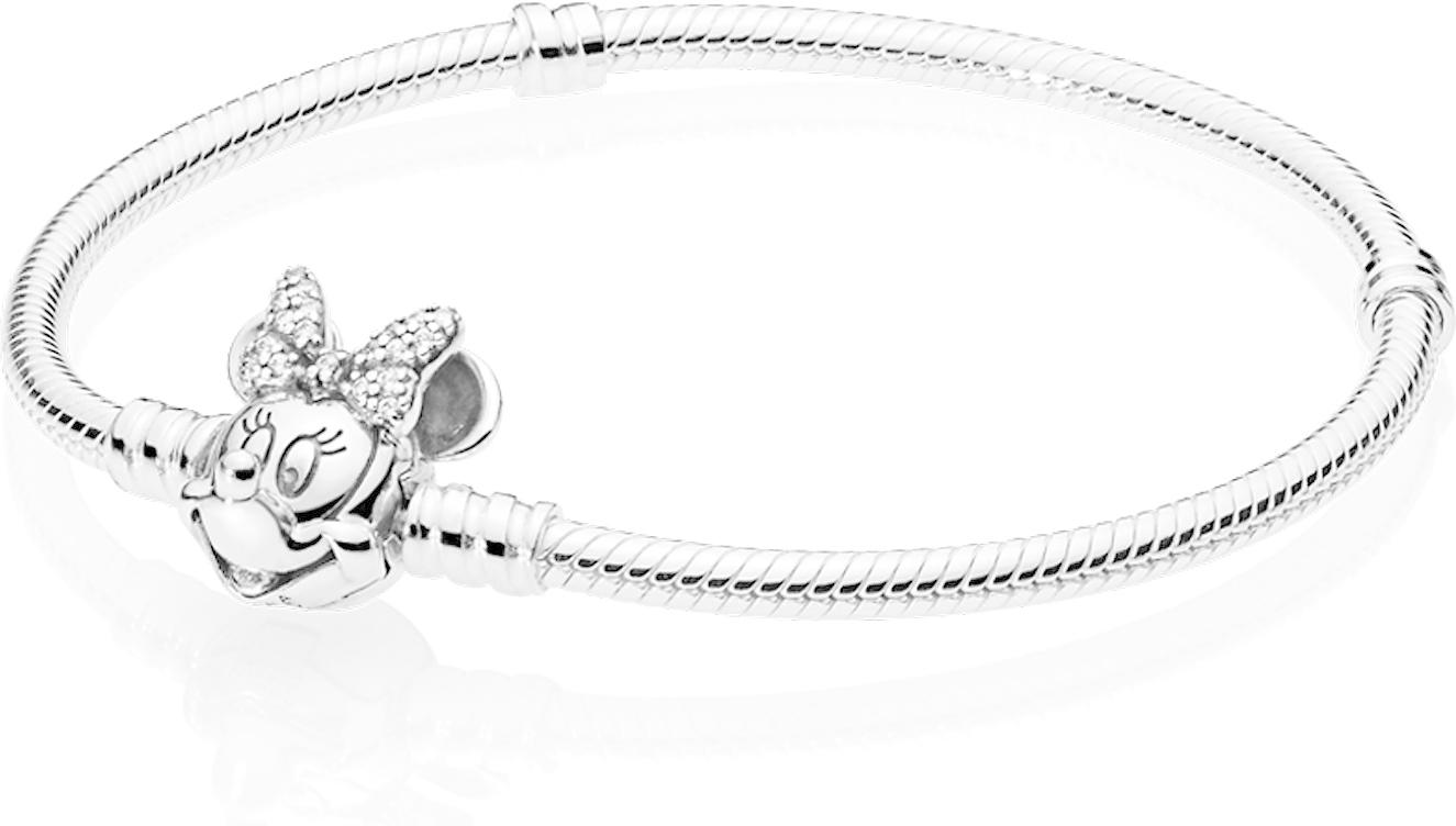 Pandora Disney Pavé Minnie Maus-Kugelverschluss Schlangen-Gliederarmband 597770CZ Pulsera para mujeres