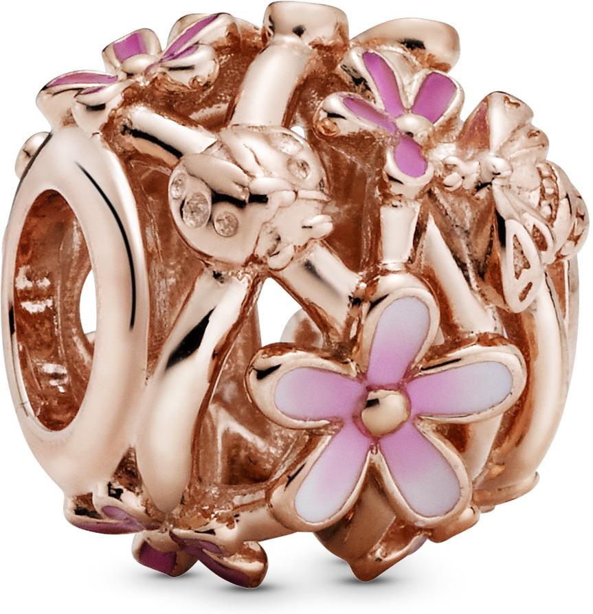 Pandora Offen gearbeitetes rosafarbenes Gänseblümchen Charm 788772C01 Hanger